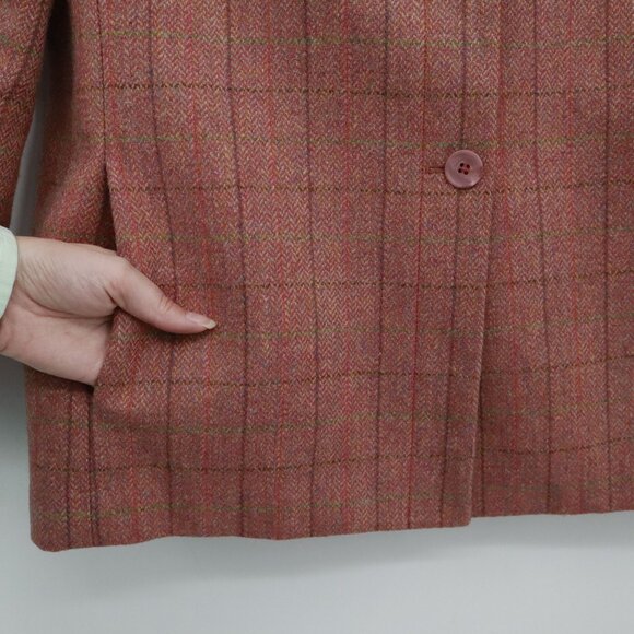 Lands End Wool Jacket Women 16P Pink Classic Preppy Professional Academia Career - Picture 6 of 16